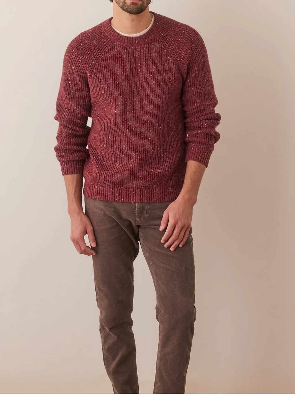 Marine Layer Coleman Crewneck Sweater in Burgundy Neps Size M